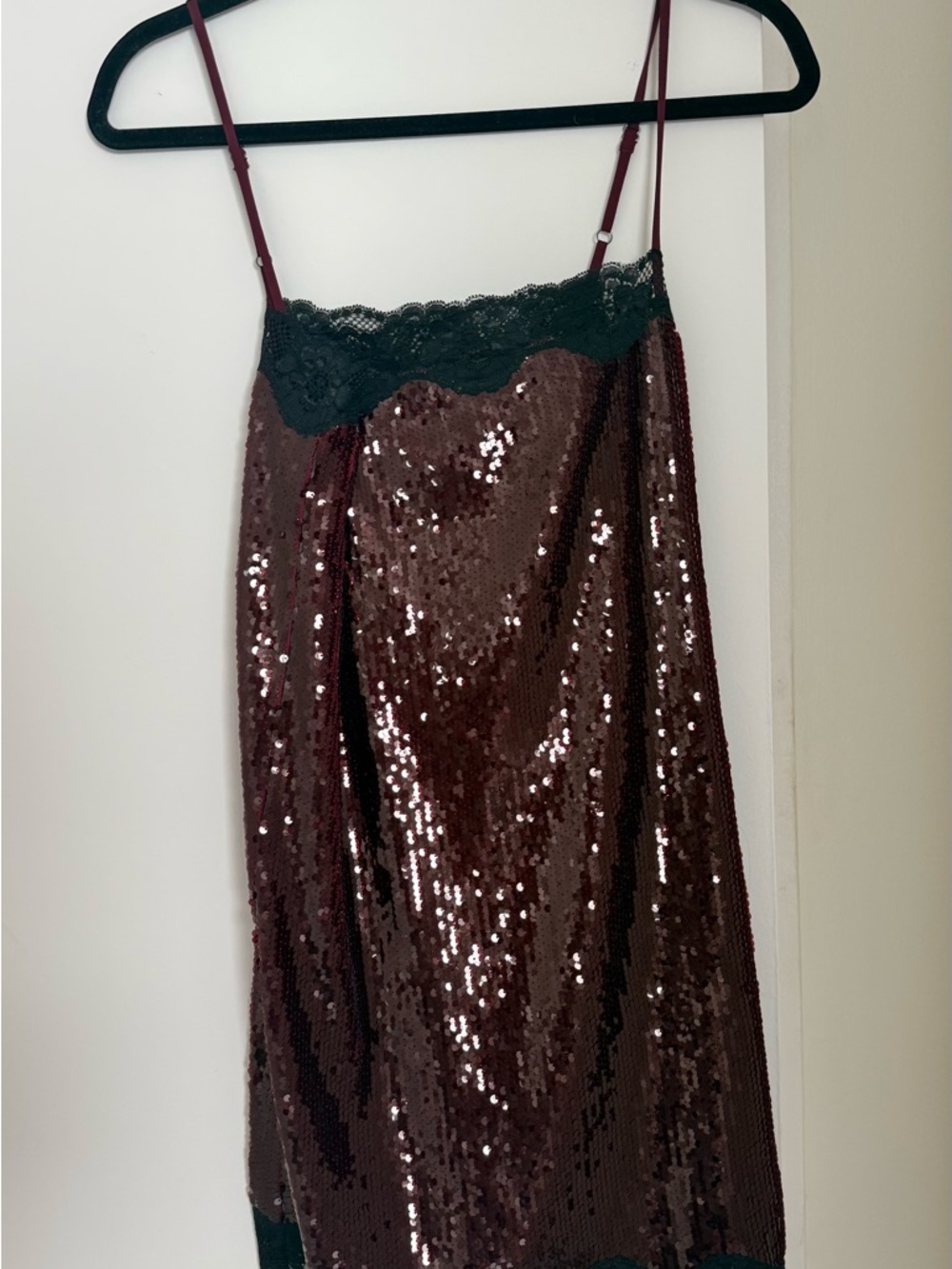 Reformation Nadene Sequin Lace Mini Slip Dress Plum Size XS - Picture 3 of 4